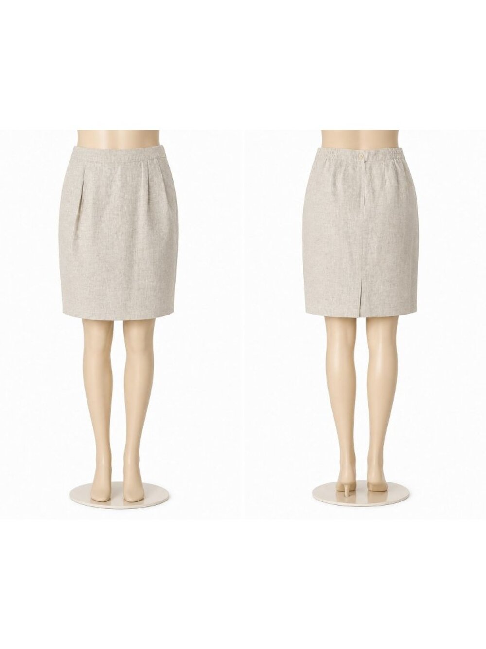 Liz Baker Size 14 Pleated Knee High Skirt Polyester Blend Back Closure Tan